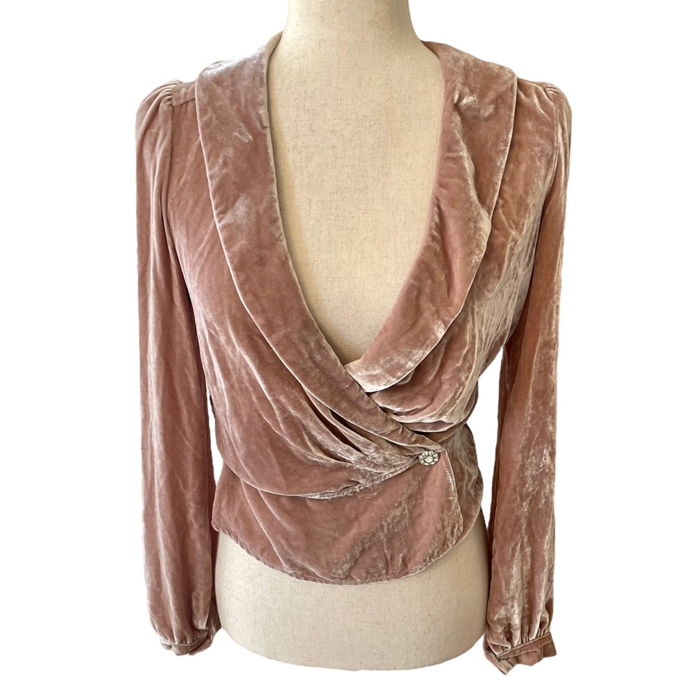 REFORMATION Anastasia Velvet Wrap Top - Picture 1 of 16